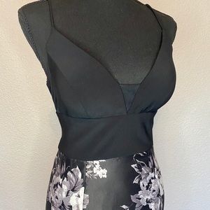 Black and floral gown